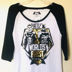 Batman & Superman, 3/4 sleeves, size Large